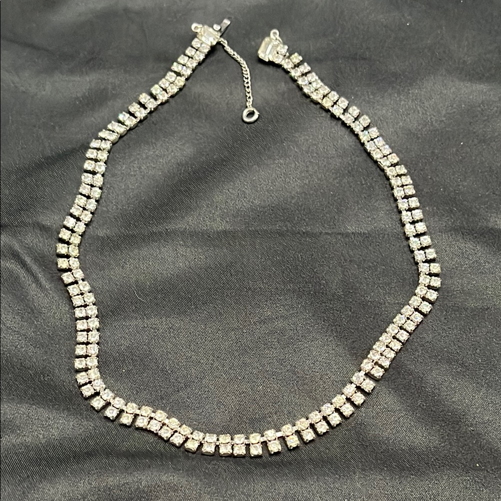 Vintage Rhinestone Necklace W Safety Clasp